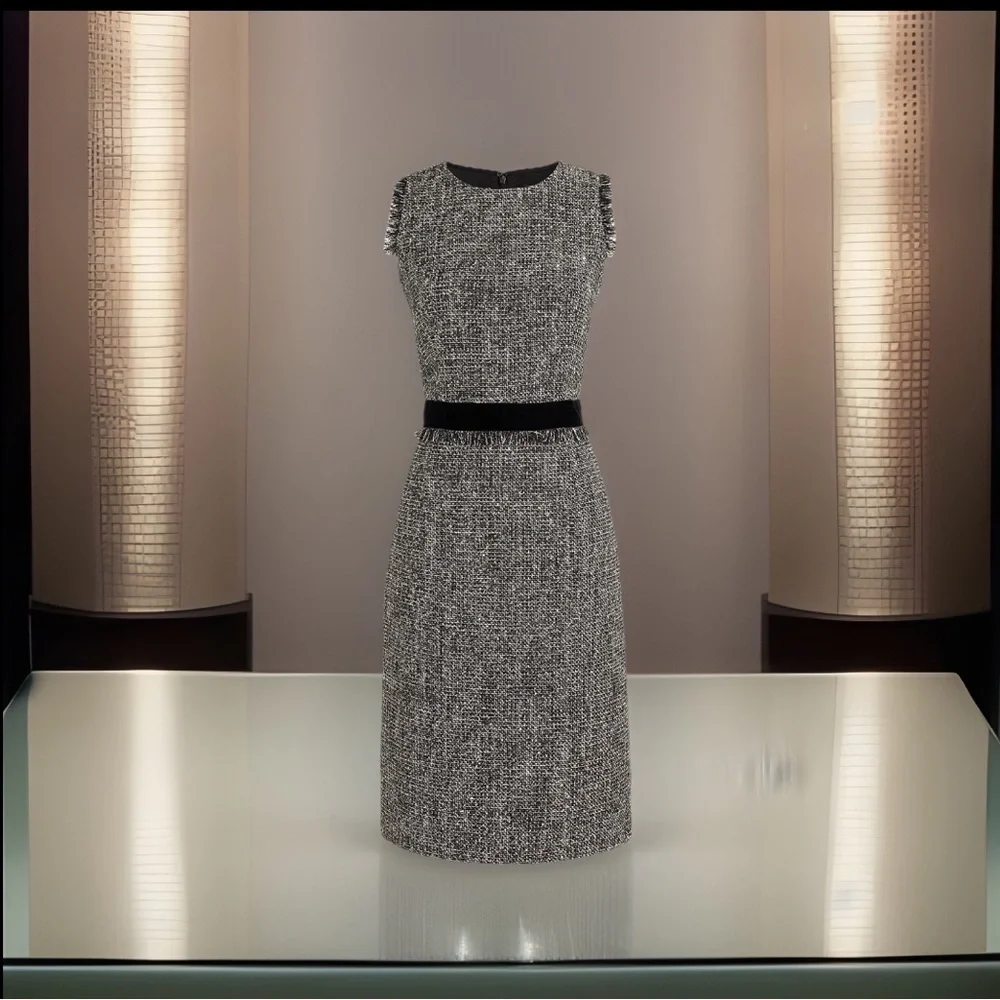 Elegant J.Crew Black & Gray Sheath Sparkling Constellation Tweed Dress dress NWT